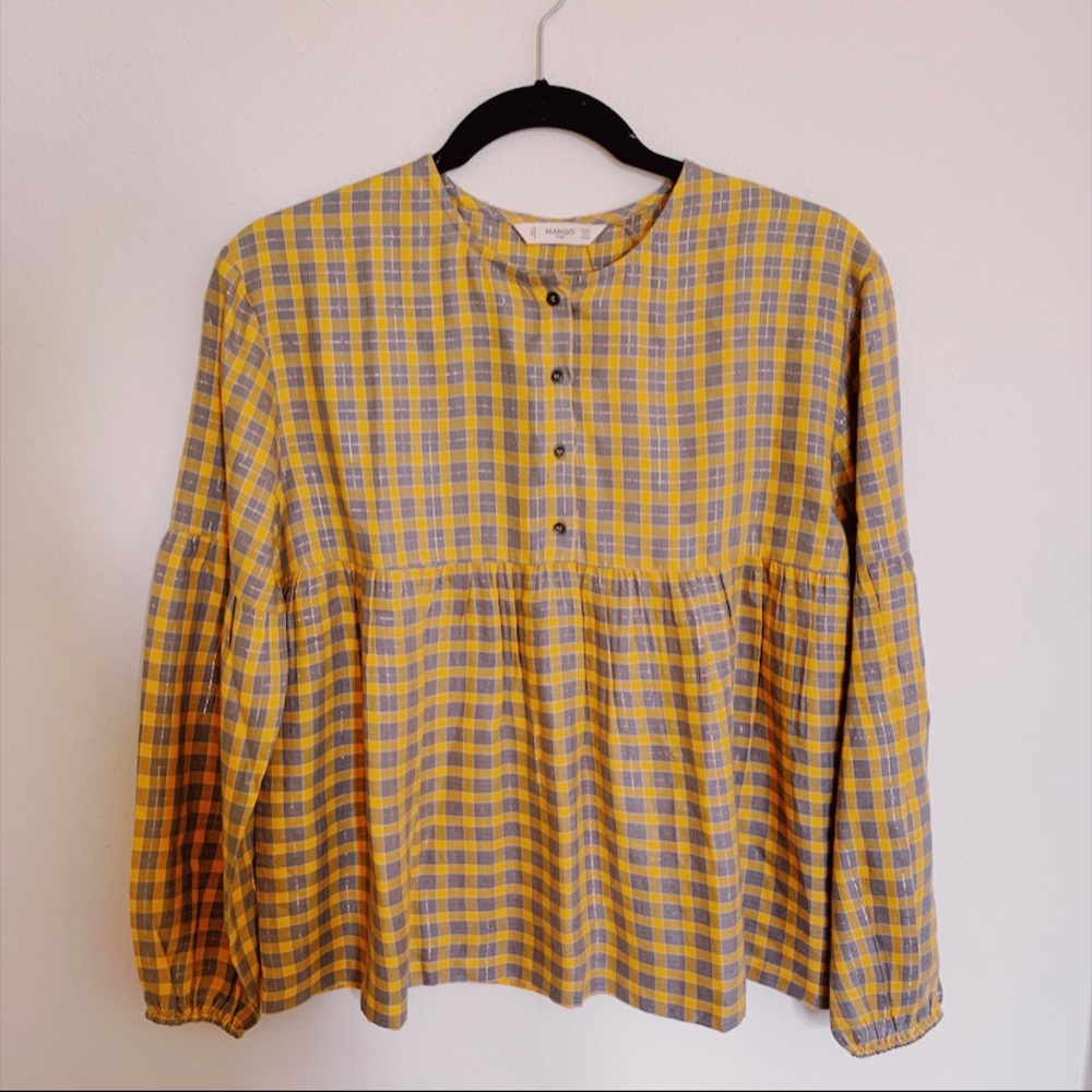 MANGO KIDS buttoned gingham top